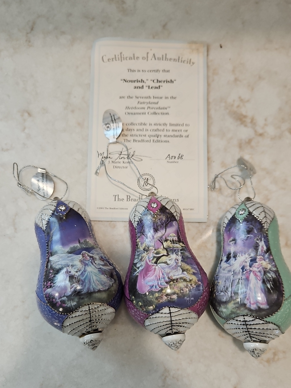 Bradford Exchange Fairyland Heirloom Porcelain Ornament Collection ~ 2001